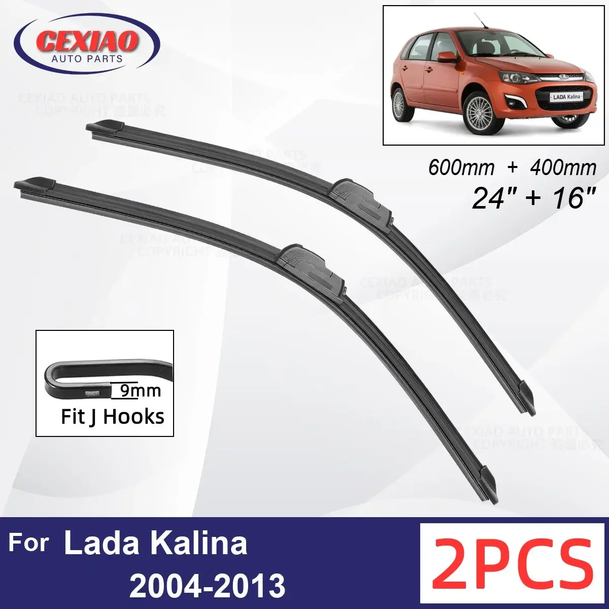 

Car Wiper For Lada Kalina 2004-2013 Front Wiper Blades Soft Rubber Windscreen Wipers Auto Windshield 24"+16" 600mm + 400mm