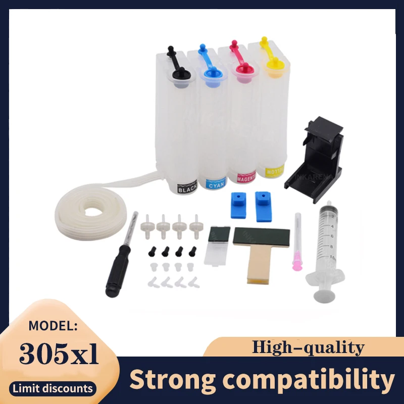 For HP305 305XL DIY CISS Ink Supply System For HP 305 XL DeskJet 2710 2720 4110 4120 4130 ENVY 6010 6020 6030 6420 continuous ink supply system