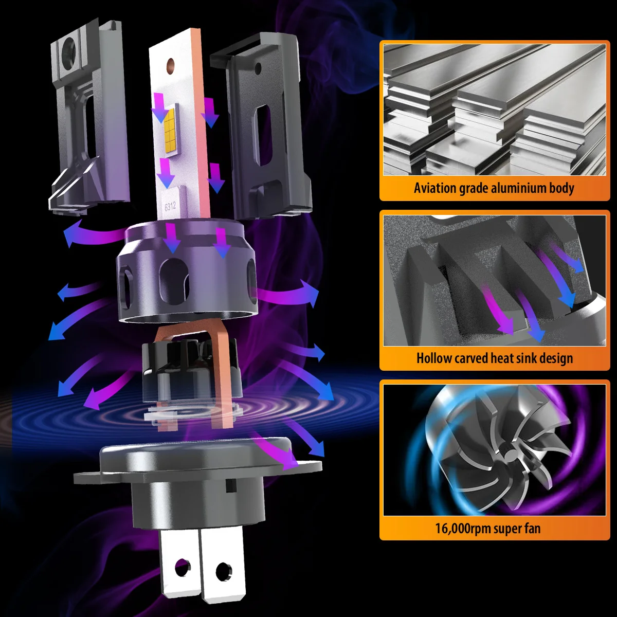 2pcs H7 유형 Led 안개등 자동차 Led 헤드 라이트 북극 흰색 32000LM 6000K 광속 IP67 볼보 S60 XC60 V60 용 방수