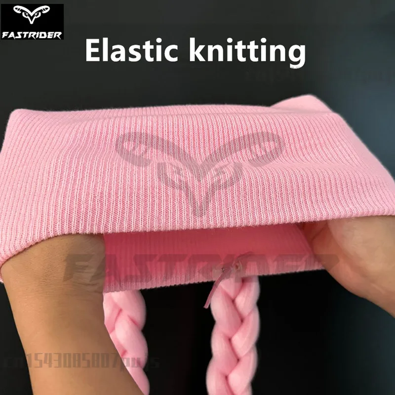 Ski Helmet Dual Pigtail Ponytail Headgear Wig Braids Hats Motorcycle Helmet Knitted Hood for Women Decoration