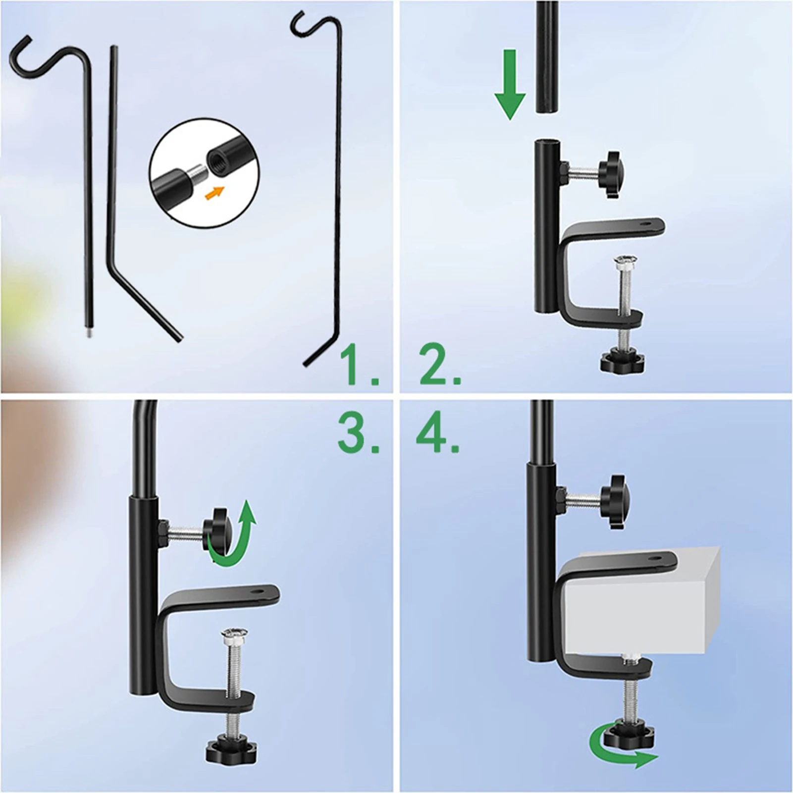 Heavy Duty Deck Rail Pole Deck Hook Adjustable Metal Railing Hooks for Hanging Bird Feeder