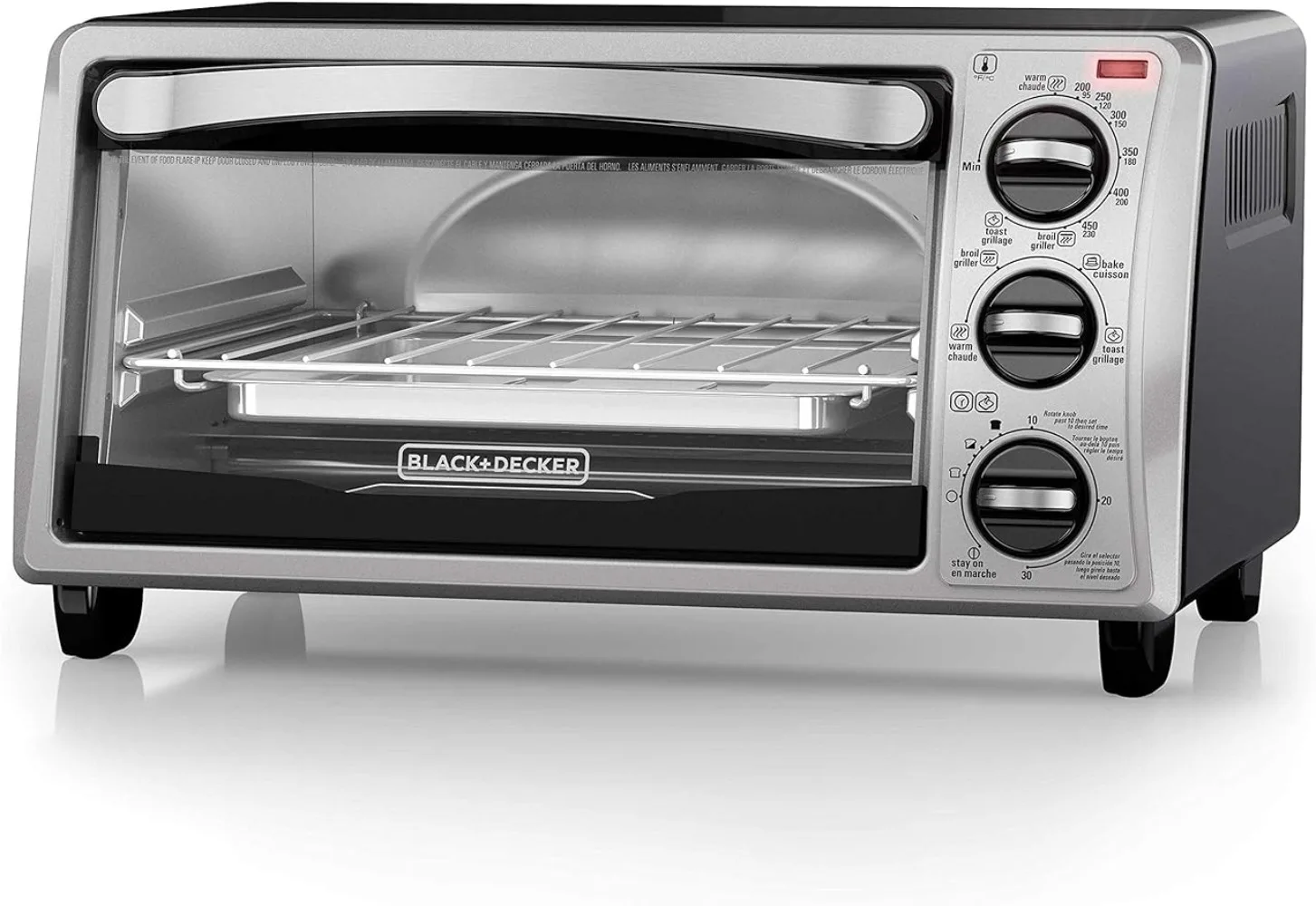 

4-Slice Toaster Oven, TO1313SBD, Even Toast, 4 Cooking Functions Bake, Broil, Toast and Keep Warm, Removable Crumb Tray, Timer