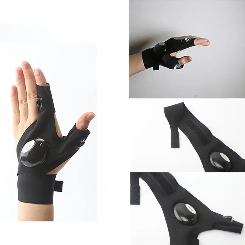 Night Light Waterproof Fishing Gloves with LED Flashlight Rescue Tools Outdoor Gear Cycling Practical Durable Fingerless Gloves cycling gloves fingerless gloves fishing gloves