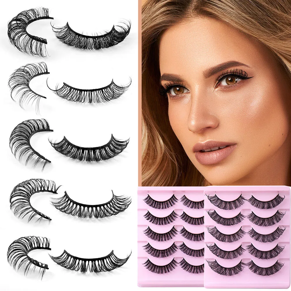 

5 пар Накладные ресницы D Curl густые русские ресницы 3D норковые ресницы многоразовые пушистые русские полоски театр ресницы для наращивания