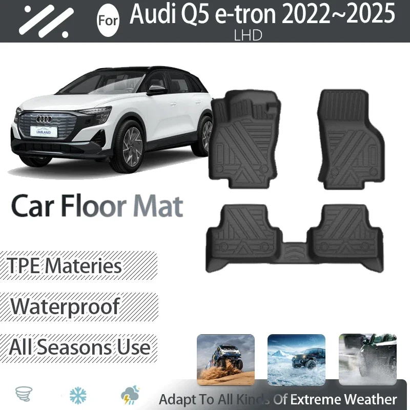 3W Floor Mats TPE Compatible For 2018-2025 Audi Q5 1st And 2nd Row All Weather