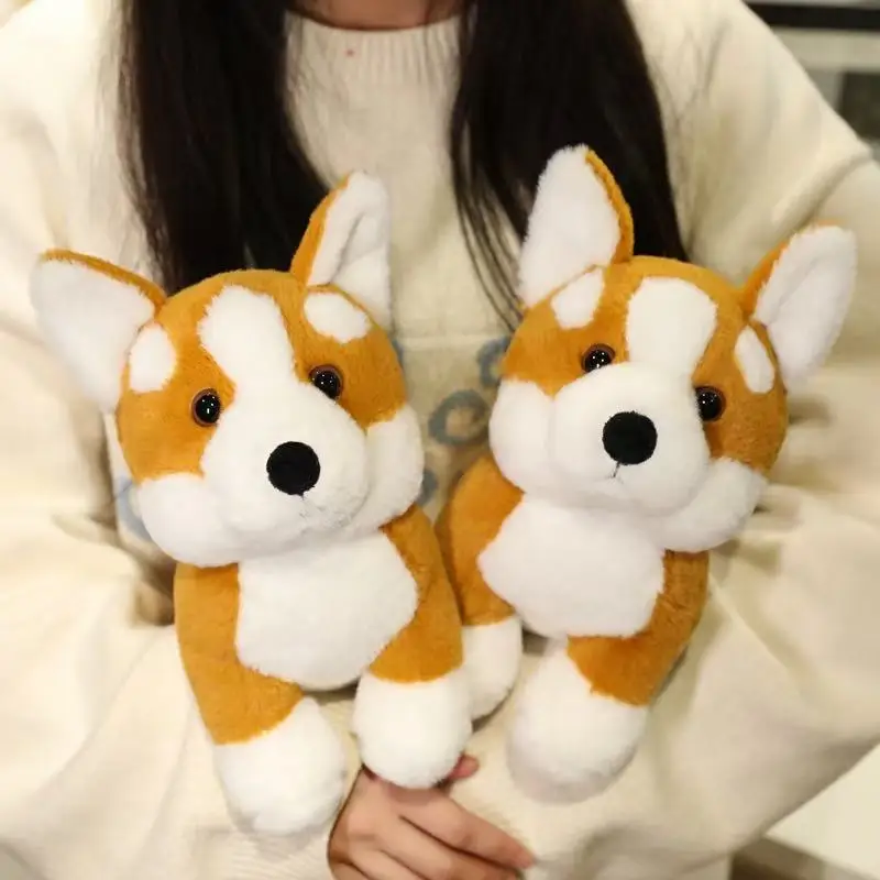 28cm Standing Corgi Plush Toy Stuffed Hand Doll Cartoon Cute Pillow Home Decor Kids Birthday Gift