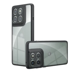 Magsafe Shockproof Frosted Acrylic Back Case - Transparent Protective Cover with Bumper for Motorola Edge 60 Fusion (Transparent)