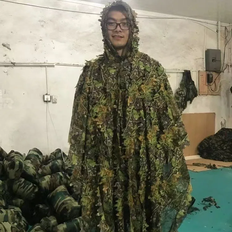Ghillie Suit For Man New Autumn 3D Leaf Camouflage Cloak Hunting Apparel Set High Quality