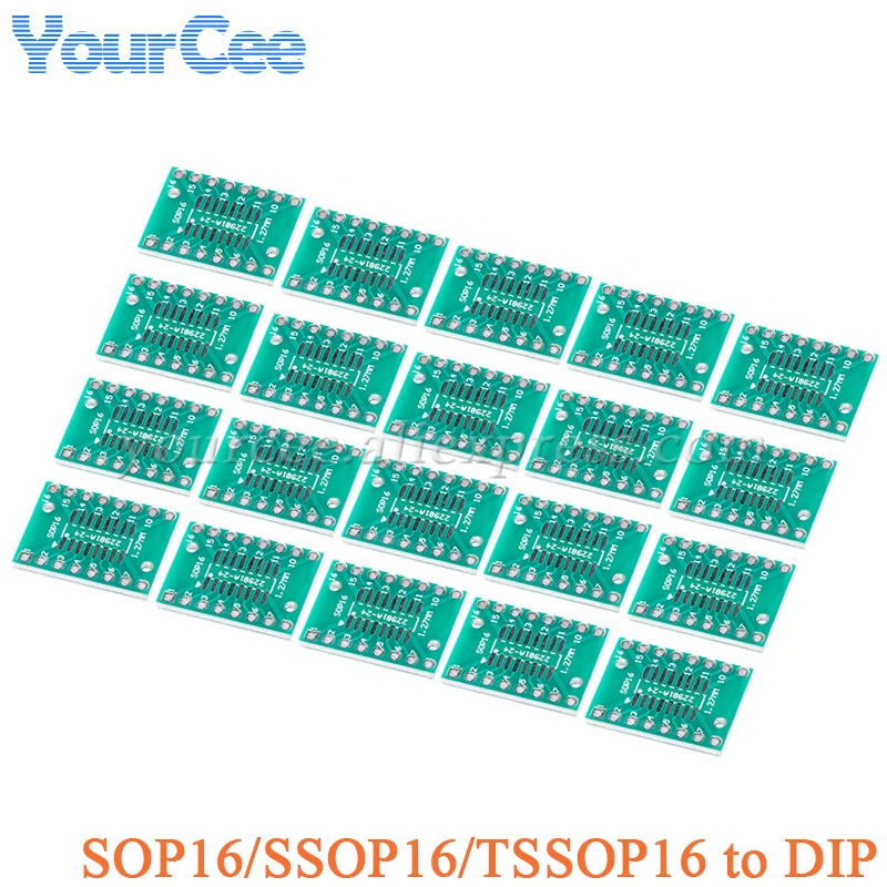 20pcs/5PCS SOP16 SSOP16 TSSOP16 Pinboard to DIP16 Adapters Plate Converter Board 0.65mm/1.27mm IC Socket PCB Integrated Circuits