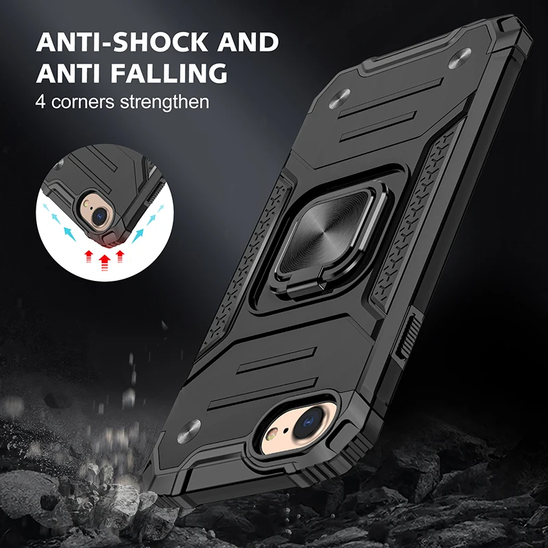 Magnetic Metal Ring Stand Holder Phone Case Cover For iPhone 11 12 13 14 Pro Max Xs XR X 8 7 6 6s Plus SE 2022 Coque Fundas Capa 13 cases