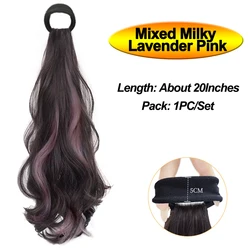 Vitality Long Wavy Synthetic Ponytail Hairpiece with High Elasticity Rubber Band - 20inches (Mixed Color1 PC1)