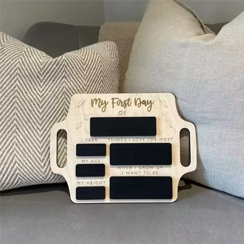 First Day of School Sign - Reusable Memory Photo Board with Handles Back to School Starting School Nursery Preschool 6