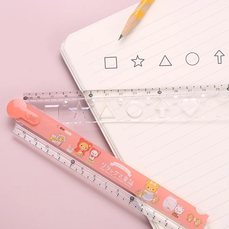 Cartoon Bear Straight Rulers Kawaii Folding Measuring Tool Drawing Template Kids Gifts Korean Stationery School Office Supplies ruler set drawing ruler straight ruler folding ruler