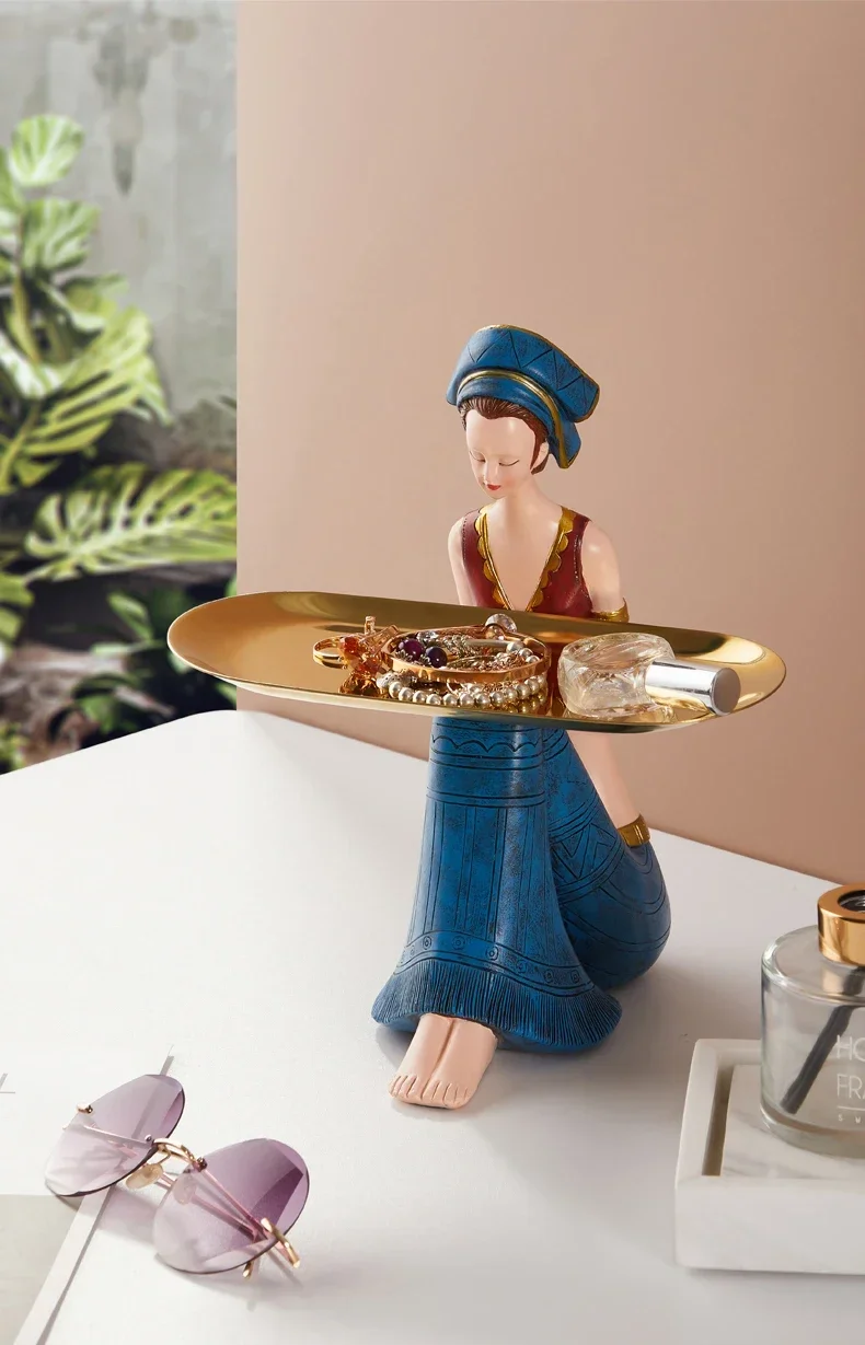 Nordic Home Decor Girl Art Figure Storage Tray Ornament Luxury Living Room Kawaii Desk Accessories Interior Figurines Decoration Sa5a8dbaa029845a2aec92ebe68b7b0a7J
