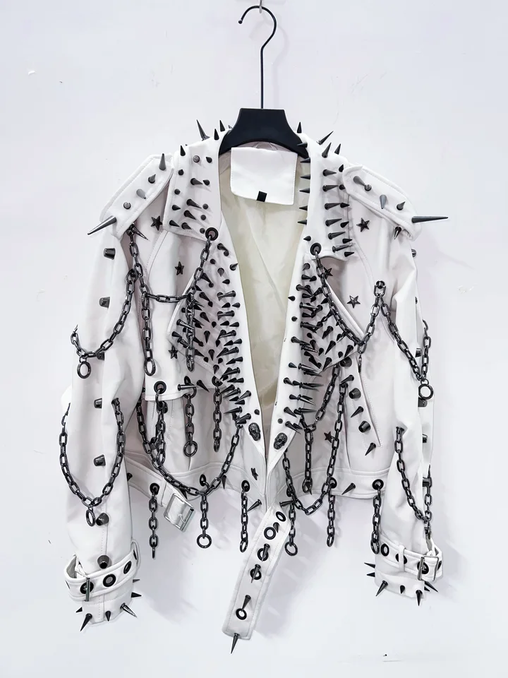 vintage Leather y2k Jacket Skull Jacket Punk Jacket gothic