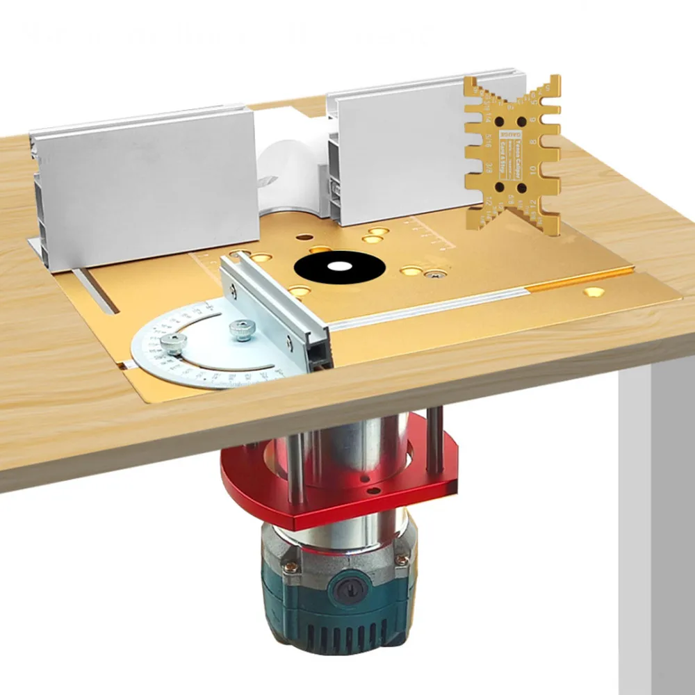 AluminumRouterTableInsertPlateWMiterGaugeforWoodworking