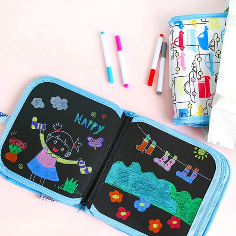 Baby Painting Drawing Toys Set Black Board with Magic Pen Chalk Painting Coloring Book Funny Toy Painting Blackboard Kid Gifts 3