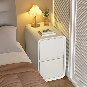 Comodino Comodino stretto portaoggetti piccolo armadietto Camera da letto crema vento legno massello doppia pompaggio crepa pratica 1