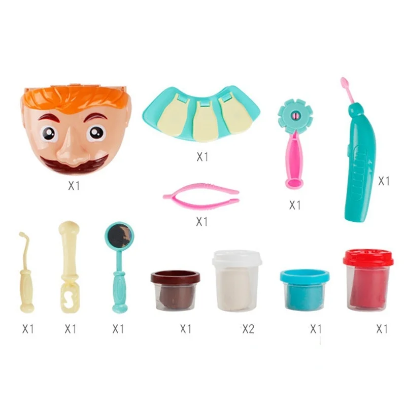 Child Pretend Play toys educational Doctor Toys dentists tooth filling teeth color clay plastic mold set birthday gift boy girl 4