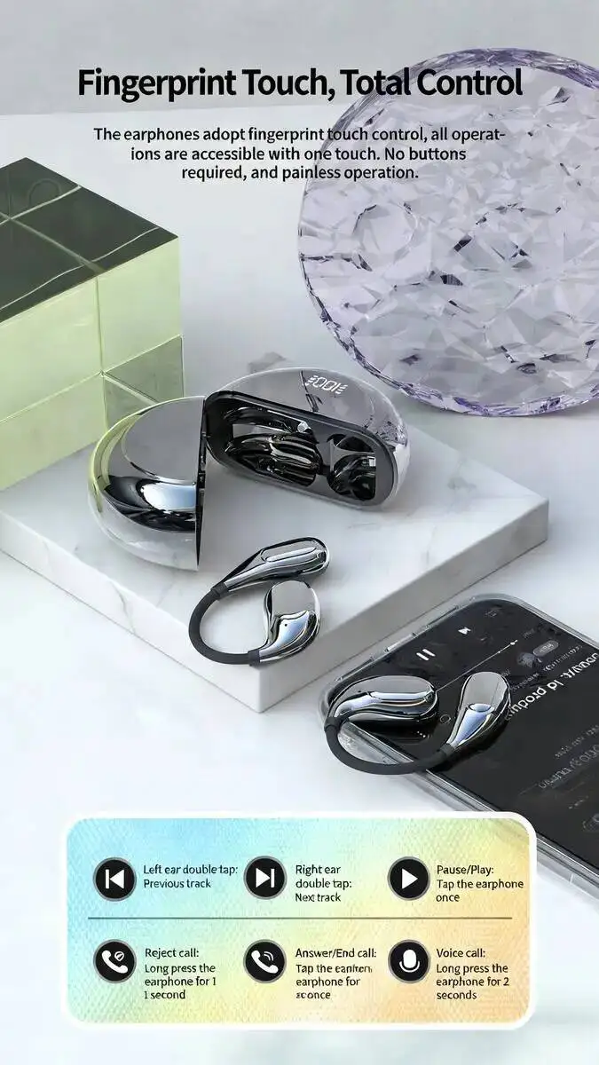 Écouteurs bluetooth m30 open-ear à crochet avec réduction de bruit_voghion.com