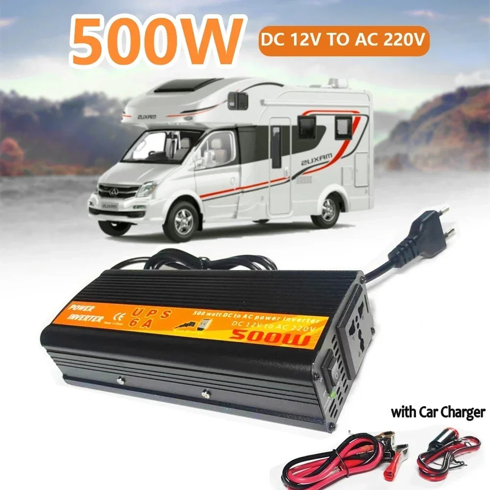 500W UPS Power Inverter DC 12V To AC 110V 220V Car Inverter Backup Rechargeable Modified Wave + Battery Charger SUYEEGO power inverter