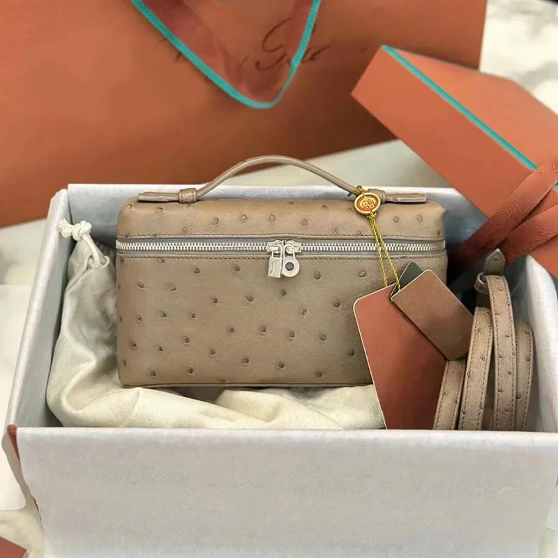 حقيبة Lunchbox من جلد النعام ، حقيبة يد كروس بودي...