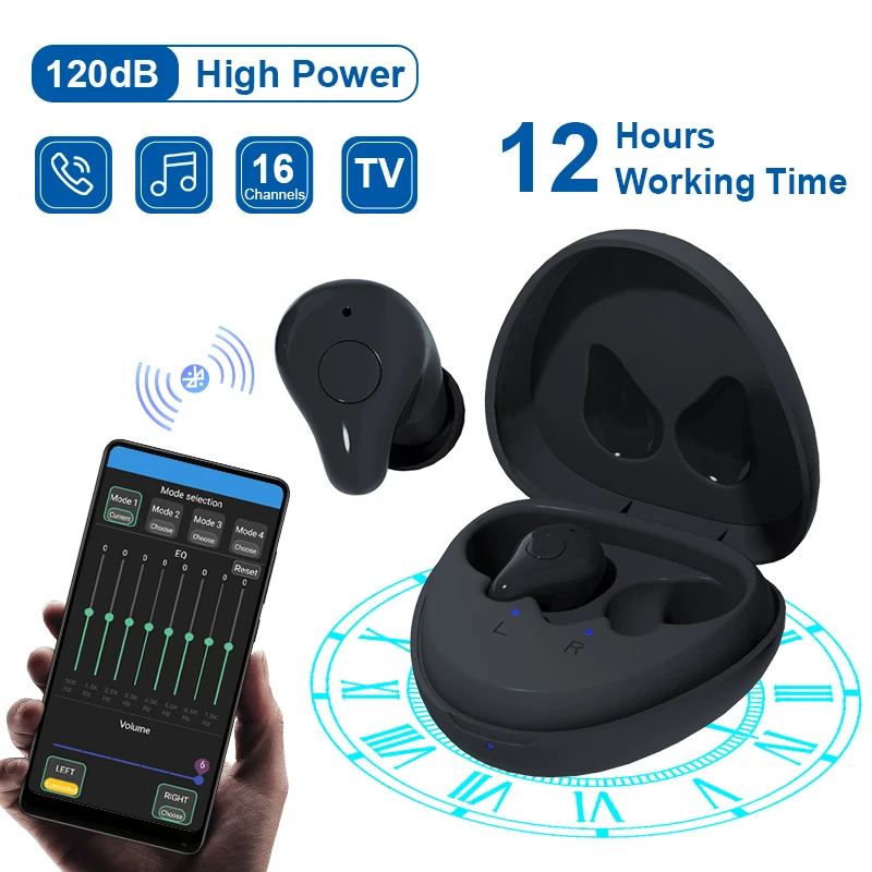Hearing Aid Bluetooth Hearing Aids Digital CIC hearing aid Severe Hearing Loss Rechargeable Sound Amplifiers 16 Channels Powerful Ears Aids