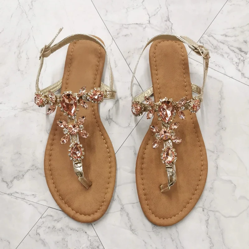 Women Sandals Women Shoes Summer Fashion Rhinestone Decoration Simple Comfortable Casual Buckle Sandalias De Mujer
