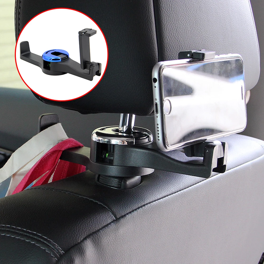 2 In 1 Car Gadget Car Back Seat Hanger Hook Organizer Car Headrest Hook  with Phone Holder for Handbag Car Interior Accessories - AliExpress