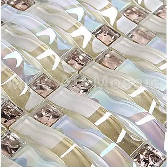 Iridescent Woven wave mosaic arch mosaic crystal glass art mosaic tile kitchen backsplash tile