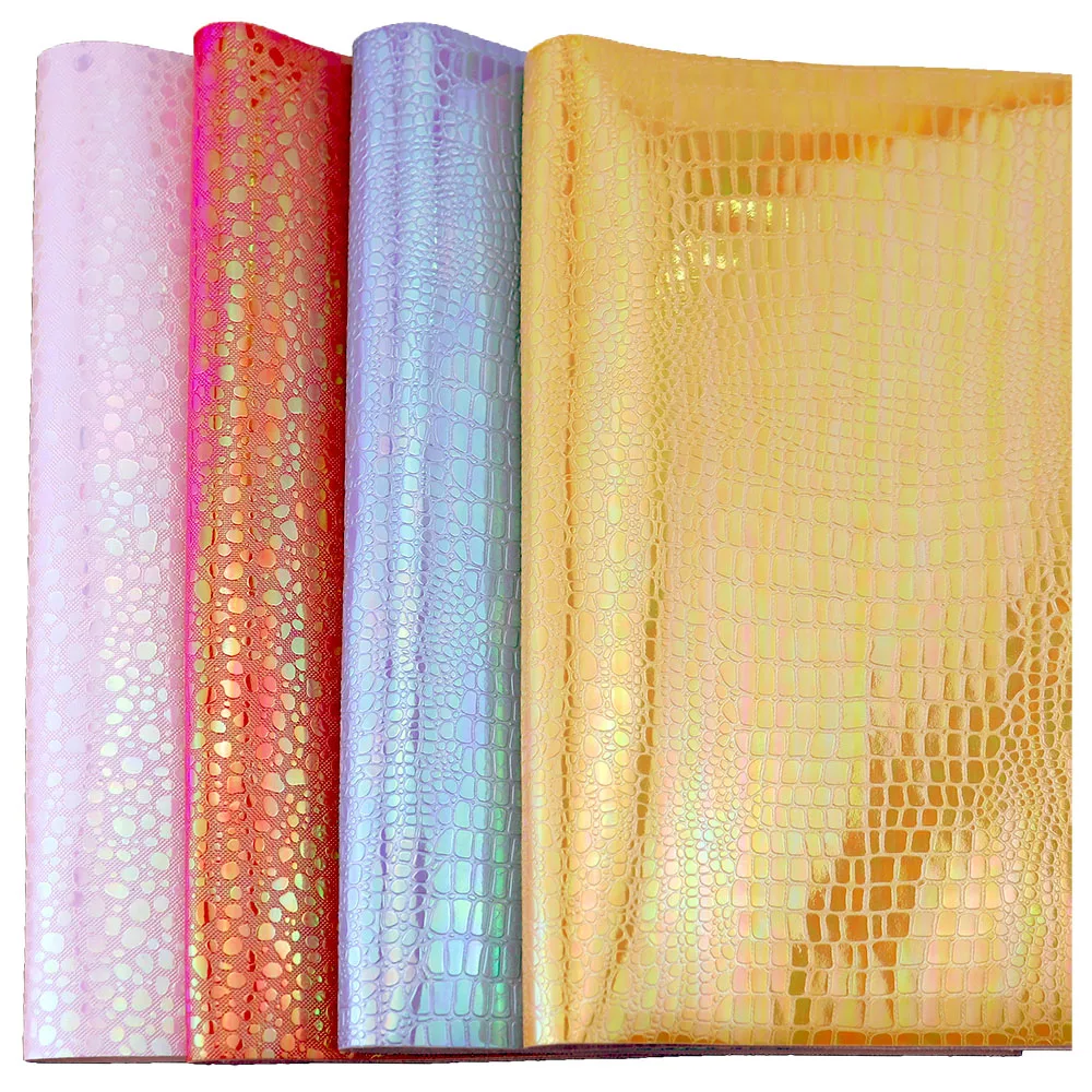 30x134cm Roll Iridescent Crocodile Snake Skin Textured Faux Synthetic Leather Fabric DIY Earrings Supplies Craft BH083