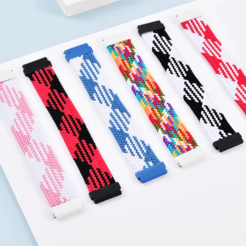 Braided Nylon Elastic Weave Strap, 22mm Adjustable Wristband