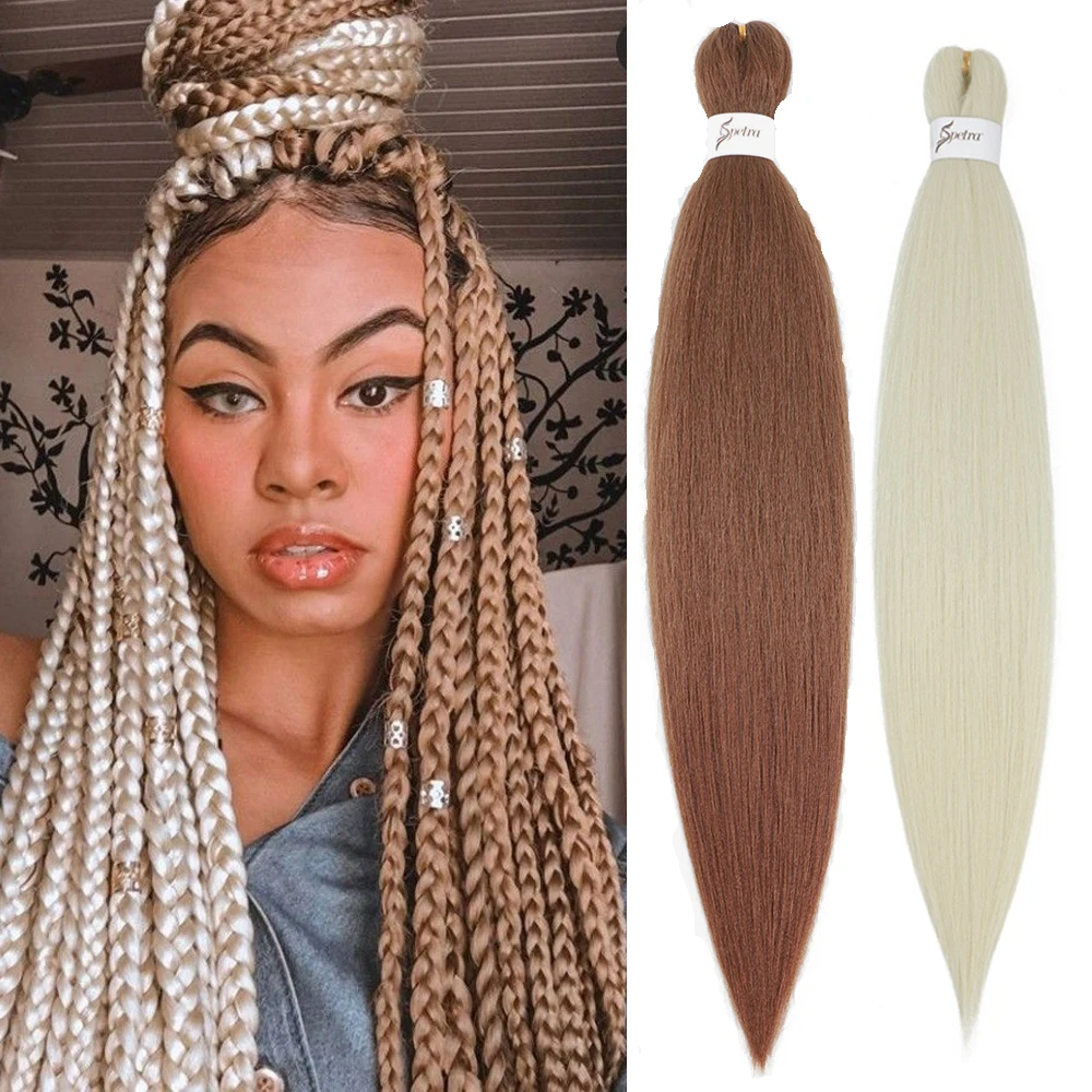 SOKU Pre Stretched Braiding Hair Extensions for For African Braids 613 Blonde Synthetic Bundles Yaki Straight EZ Braid Hair