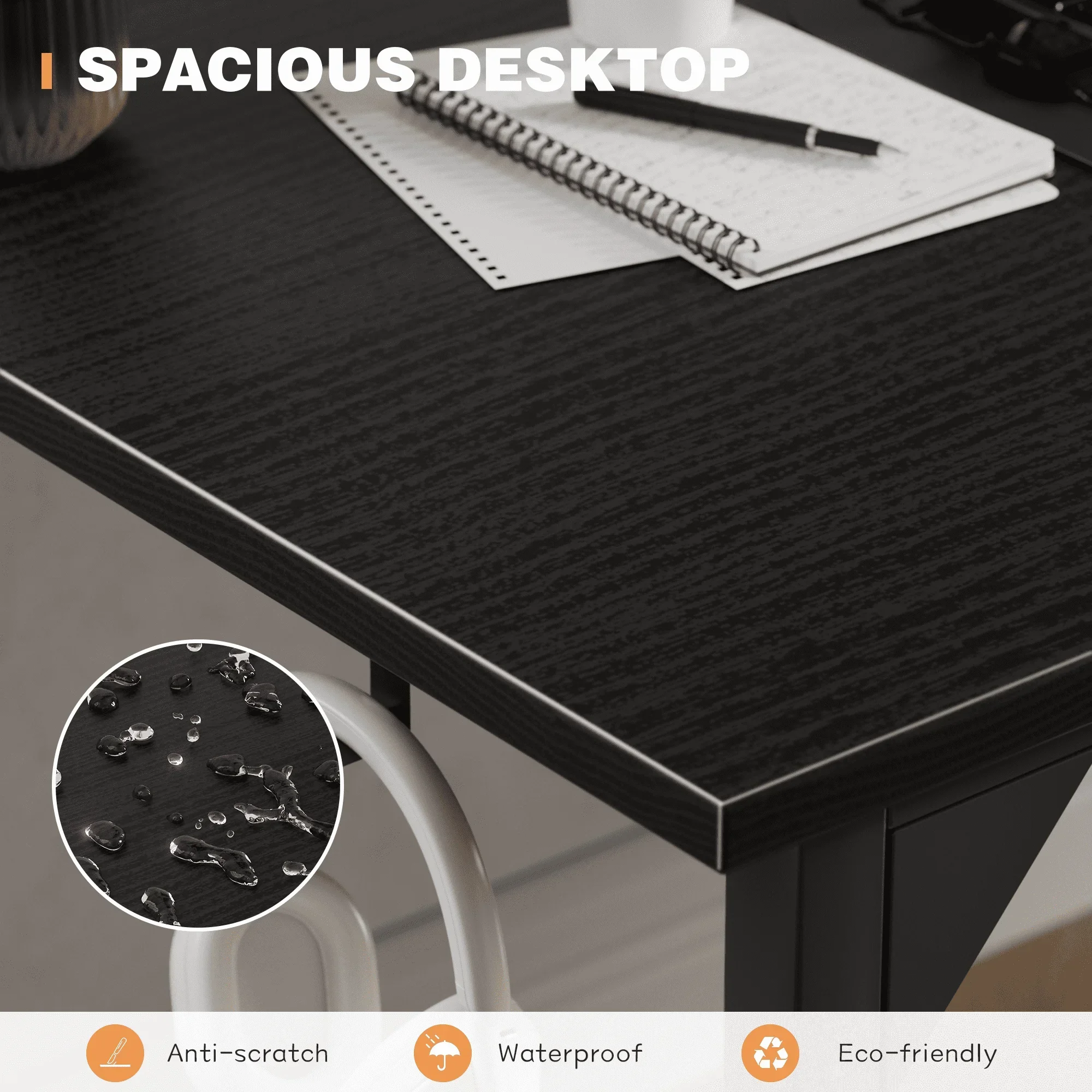 Computer Desk 40 Inch Small Office Desk Modern Writing Desk with Storage Bag Work Study Table with Headphone Hook, Black 4