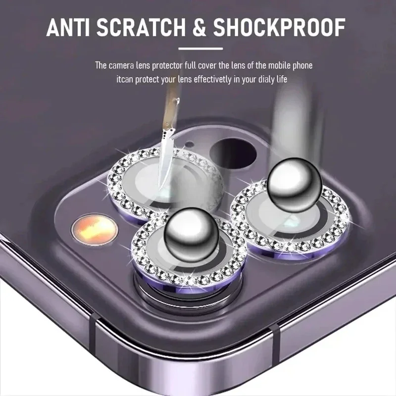 Diamond-Cut Camera Lens Protector Glass with Metal Backing