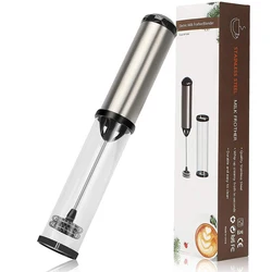 Portable Handheld Electric Milk Frother and Drink Mixer (Black silver)