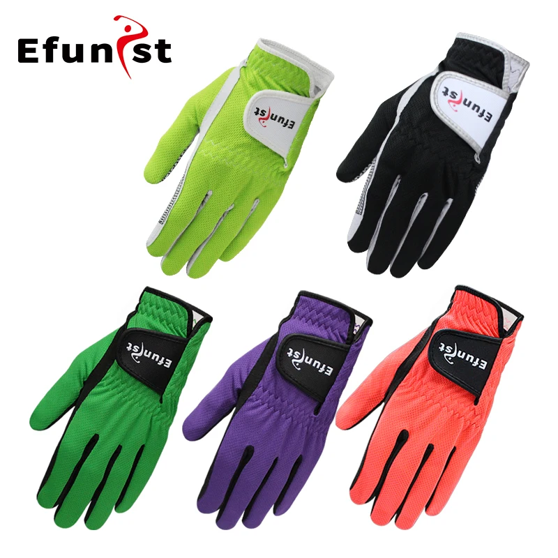 Men's Golf Glove Micro Soft Fiber Breathable 1 Pair or Worn on Left/Right Hand With Magic Tape Elastic band 5 Colors Golf Golves 6