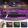 80 Inch TV Stand for 65/75/85/90 Inch TVs, LED Gaming Entertainment Center with Open Storage, Modern High Gloss Media Console 2