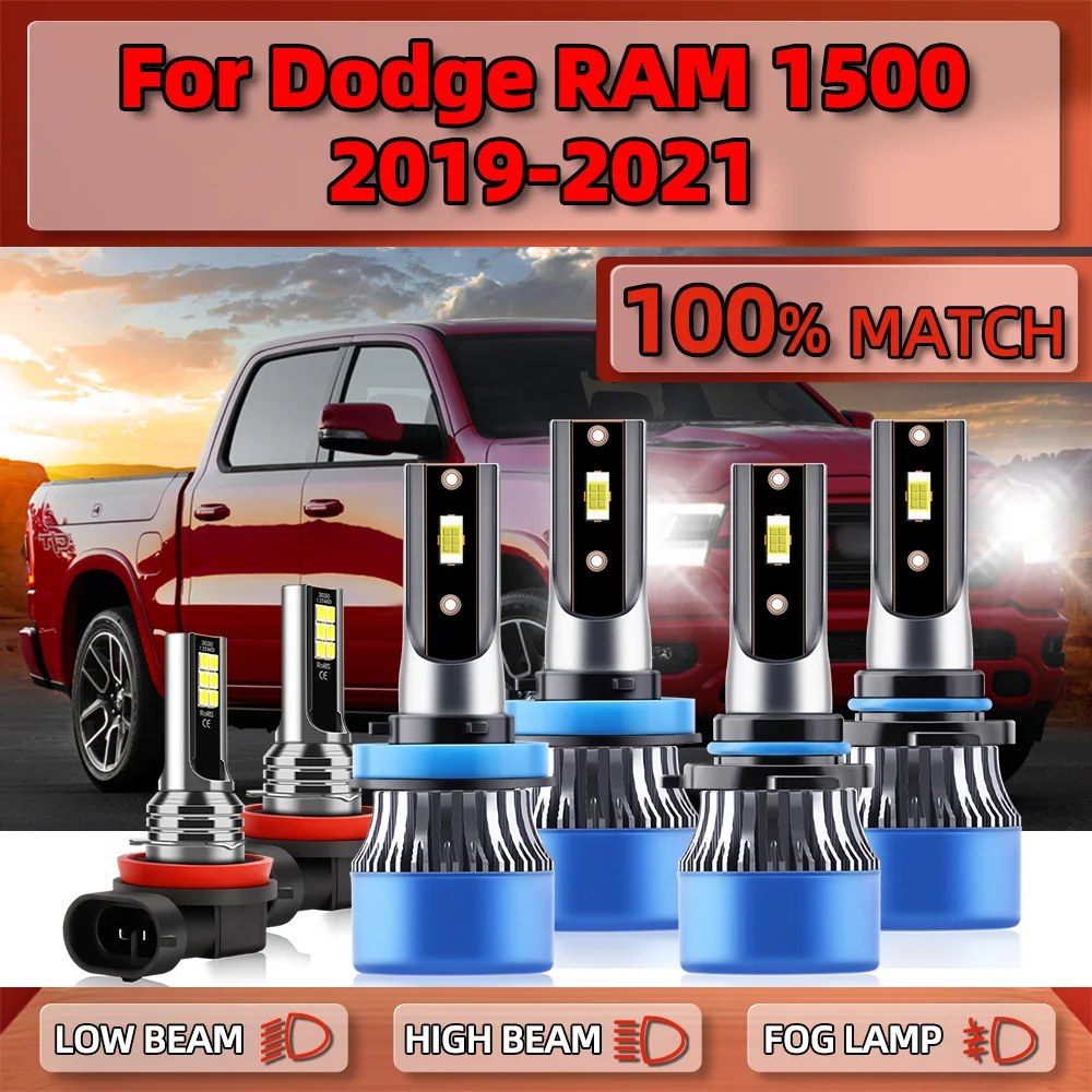 

60000LM Canbus LED Headlight Bulbs 360W CSP Chips Auto Lamps 6000K White 12V Car Fog Lights For Dodge RAM 1500 2019 2020 2021