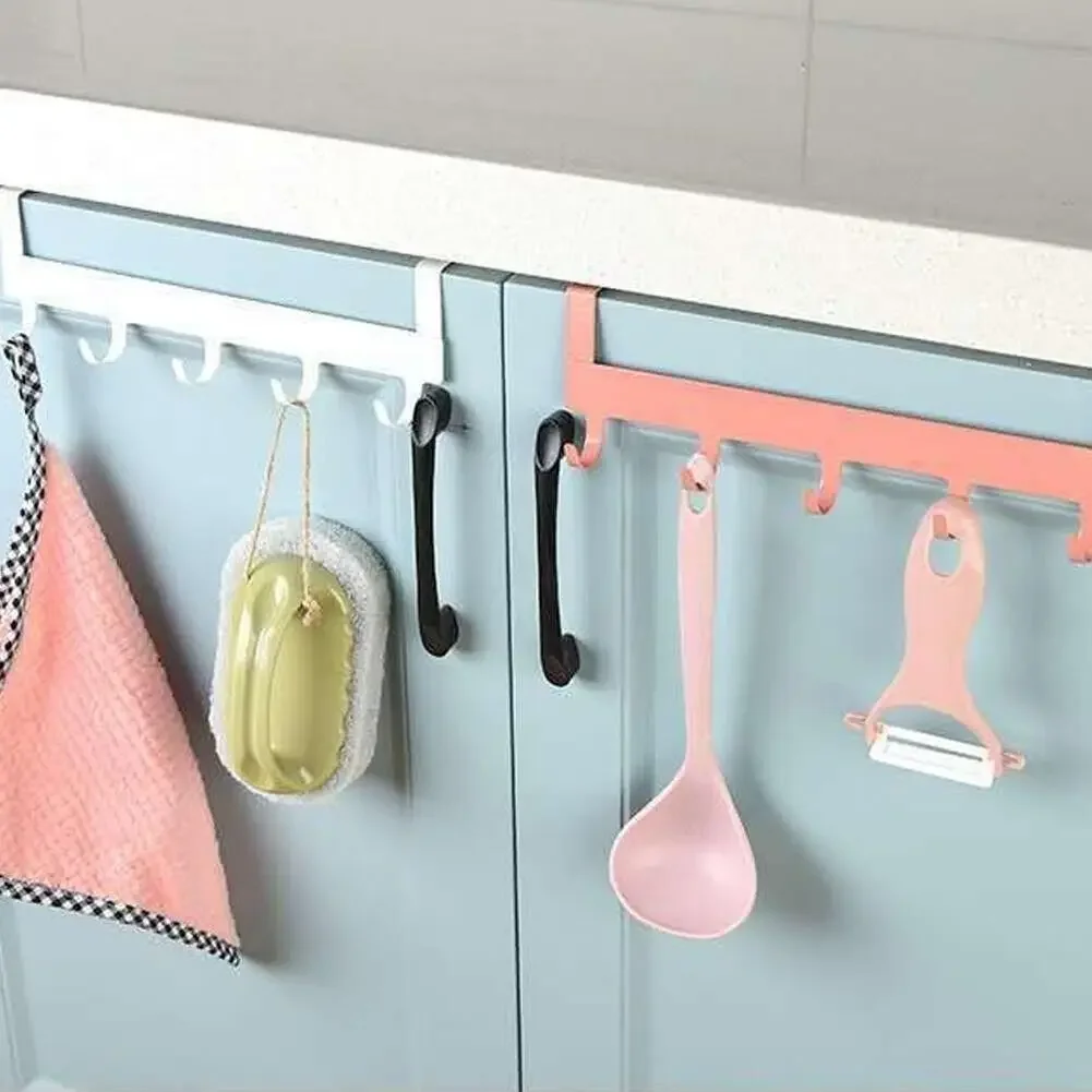 Wrought Iron Door Hooks Practical Hat Clothes Wall Hook 5 Hooks Coat Towel Hanger Rack for Door Back Kitchen Bathroom Organizer storage hook door hook