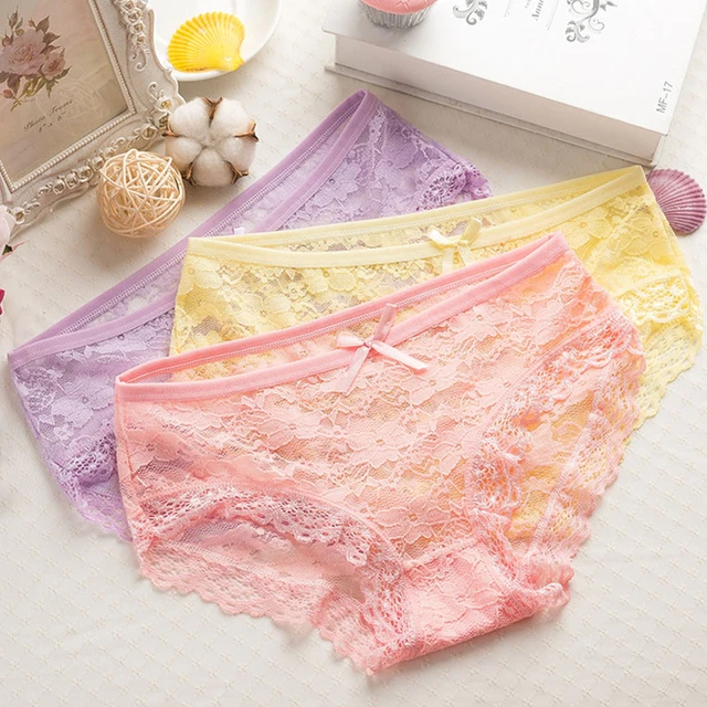 Modal Girls'Underwear Women's Pure Cotton Seamless Panties Mid-waist Lace  Breathable Briefs Comfort Solid Color Female Lingerie - AliExpress