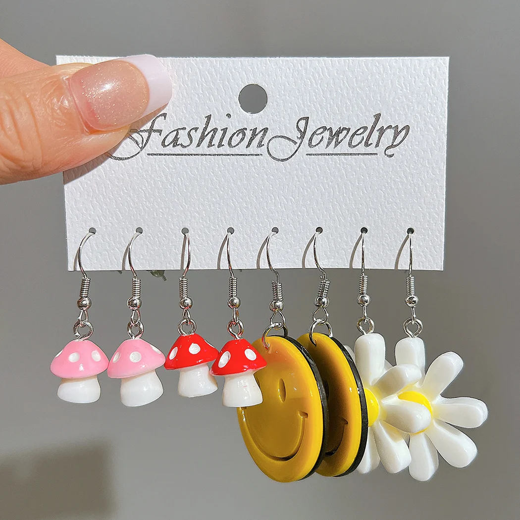 Dangle Earrings Cartoon Sweet Animal Duck Bear Fruit Women Girls Jewelry Gift Set