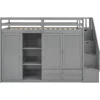 Bed Frame Functional Twin Loft Bed with Stairs 2Drawer and 3 Shelves Twin Size Loft Bed Frame with Wardrobe No Box Spring Needed 6