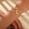 Chunky 16K Gold Plated Stainless Steel Curve Choker Necklace Wavy Open Bracelet Bangle High End Tarnish Free Jewelry Gifts 202 4
