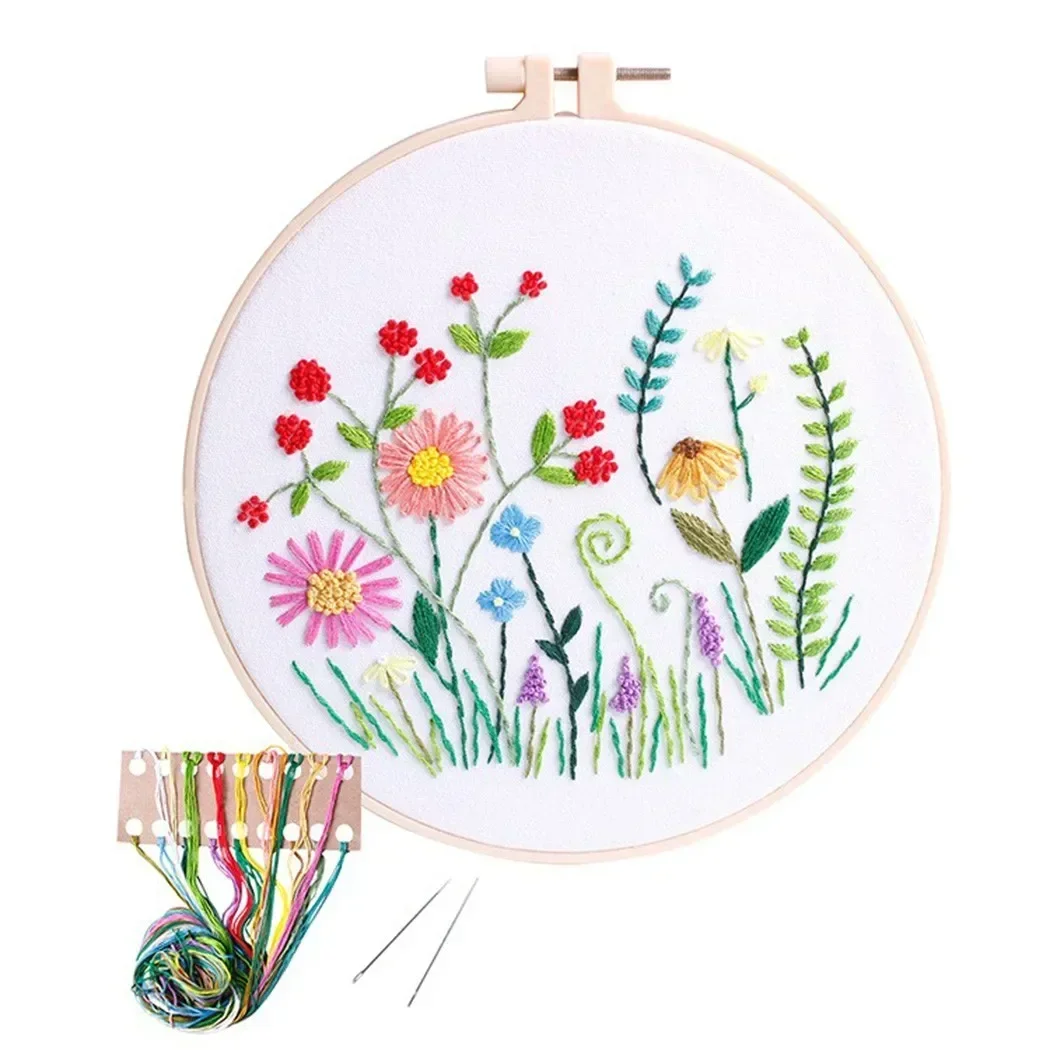 DIY Embroidery Cross Stitch Needlework Tools Beginners Home Sewing HandCraft Embroidery Set Flowers Plants Pattern DIY Craft cross stitch