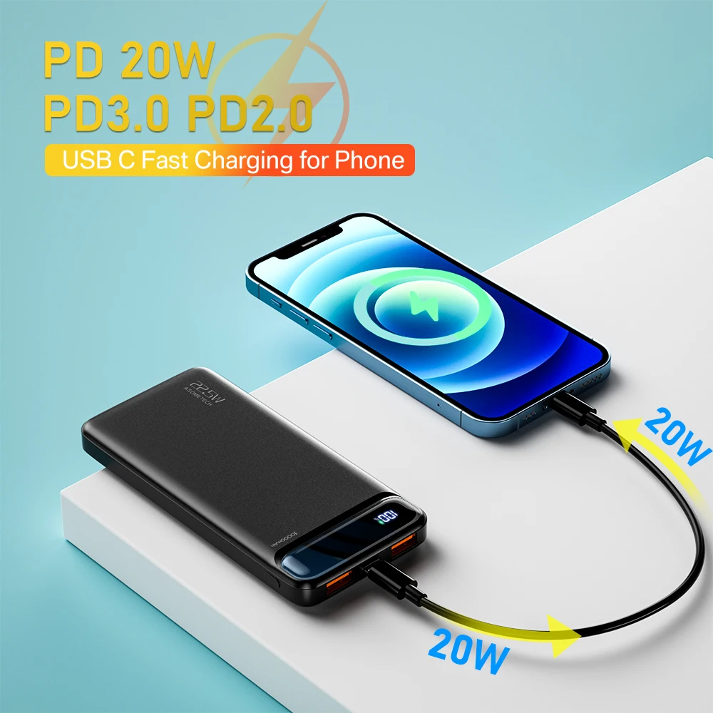 Power Bank 20000mAh 22.5W SCP Portable Charger Powerbank 10000 mAh External Battery PD 20W Fast Charging For iPhone 13 Xiaomi mi power bank