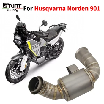 Slip On For Husqvarna Norden 901 Motorcycle Exhaust System Escape Moto Modify Muffler Middle Link Pipe Titanium Alloy motocross