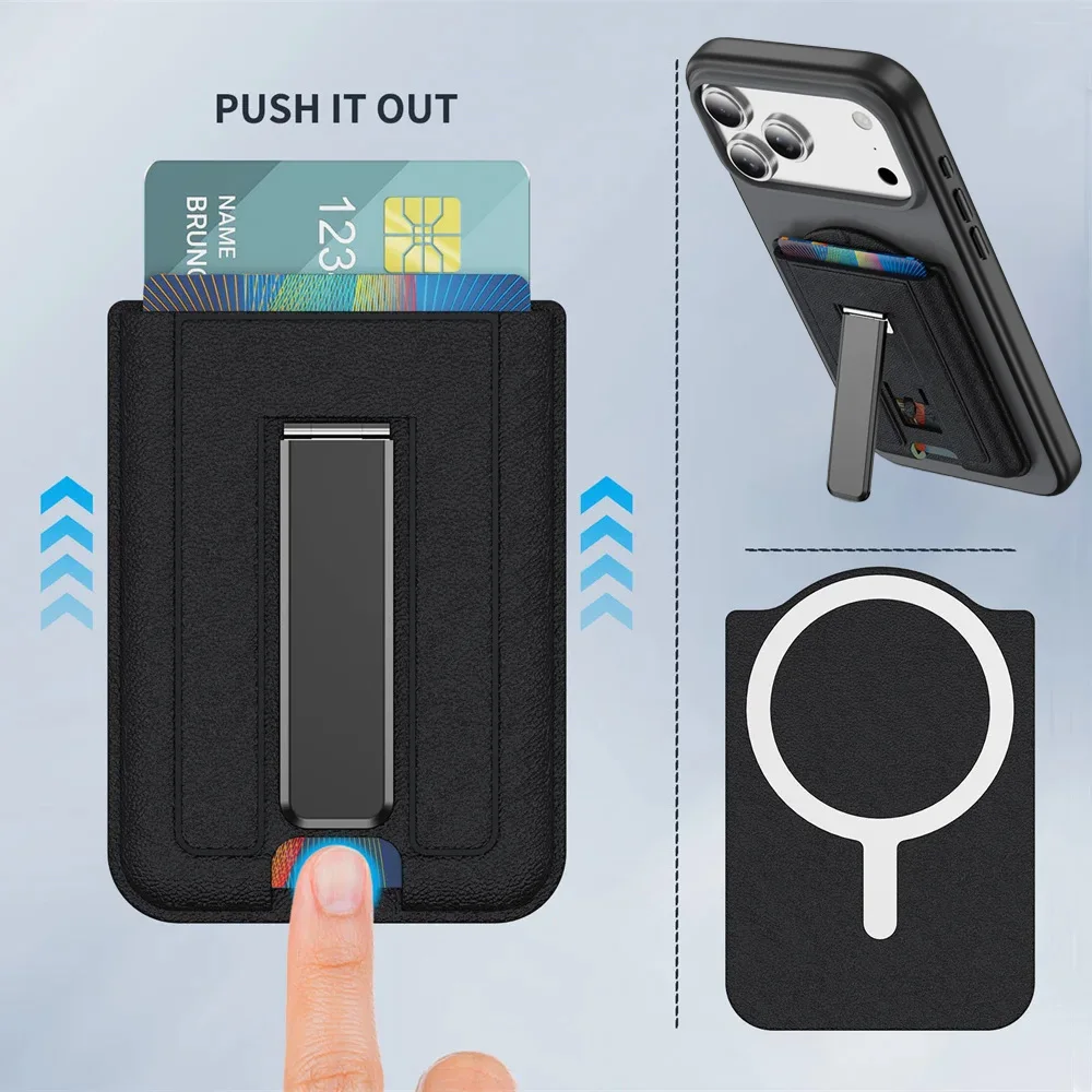 Magnetic PU Leather Wallet with Multi-functional Card Holder and Foldable Stand