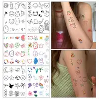 6pcs New Cartoon Pattern Colored Flower Heart Temporary Tattoo Stickers Waterproof Magic Tattoo Disposable Tattoo Stickers 1
