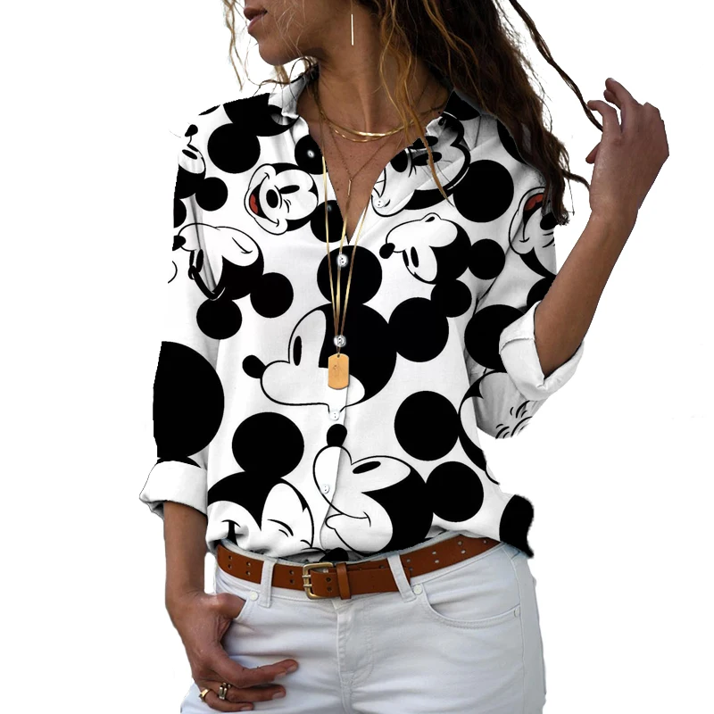 

Женская приталенная рубашка, Повседневная Милая рубашка с длинным рукавом, пуговицами и лацканами, с 3D принтом, в стиле Харадзюку, y2k